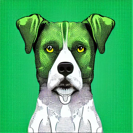 Image similar to vector image of a dog in green color, high details