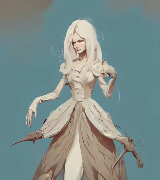 Prompt: portrait of a baroque dress design from fantasy world for dragon queen by atey ghailan, by greg rutkowski, by greg tocchini, by james gilleard, by joe fenton, by kaethe butcher, dynamic lighting, gradient light blue, brown, blonde cream and white color scheme, grunge aesthetic