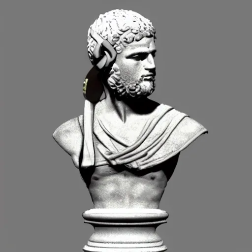 Prompt: roman bust wearing headphones!!!, vaporwave!!!