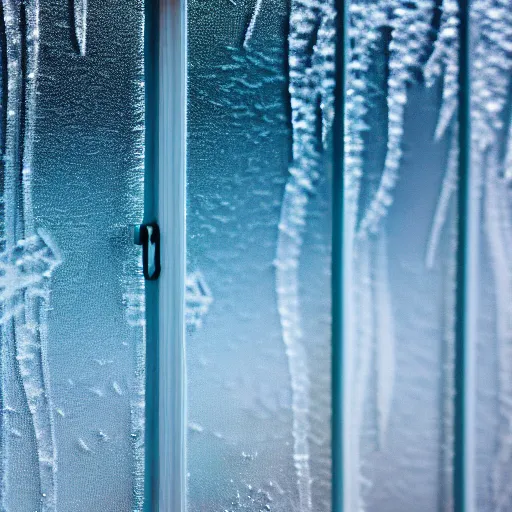 Image similar to a beautiful closeup photo of a frost patterns on a window as a painting of a sheep, hyper realistic, hyper detailed, octane render, raytracing, frost on a window