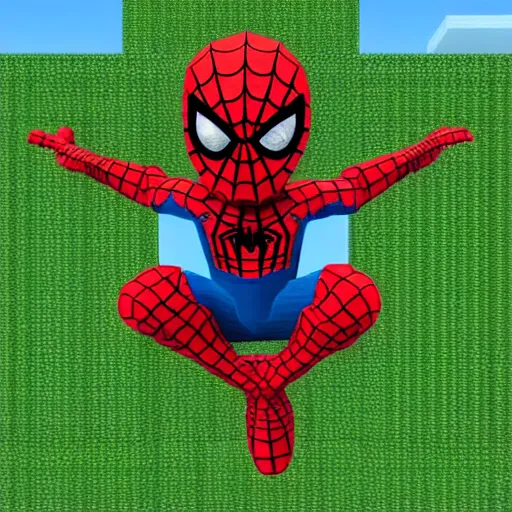 Image similar to spider-man in minecraft