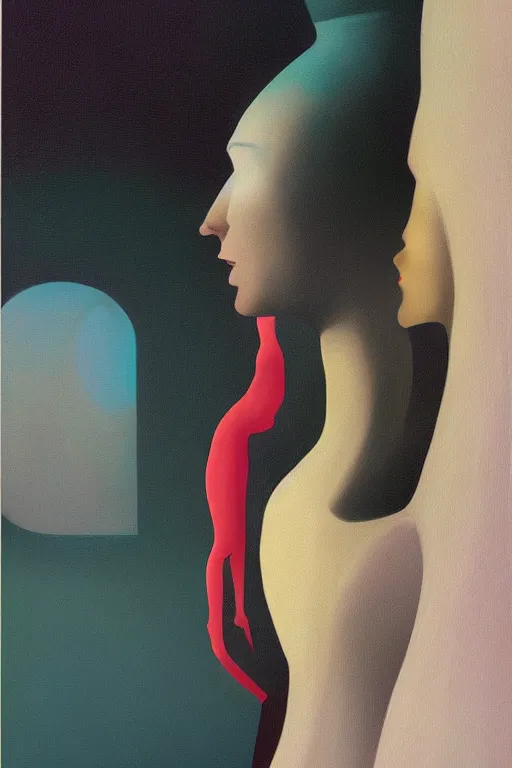 Image similar to woman wearing oculus and digital glitch head edward hopper and james gilleard, zdzislaw beksisnski, higly detailed