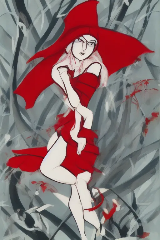 Prompt: little red ridinghood by sho murase