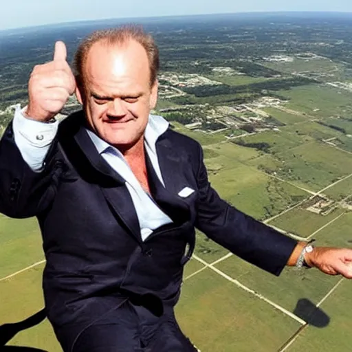 Image similar to kelsey grammer falling out of a plane