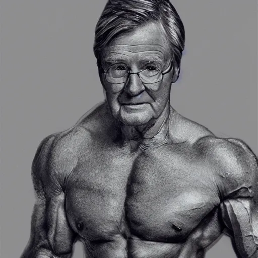 Image similar to ken barlow with the physique of a body builder, hyper realistic, ultra detailed, cinematic, dynamic lighting, photorealistic, refined, intricate, digital art, digital painting, masterpiece, 8k