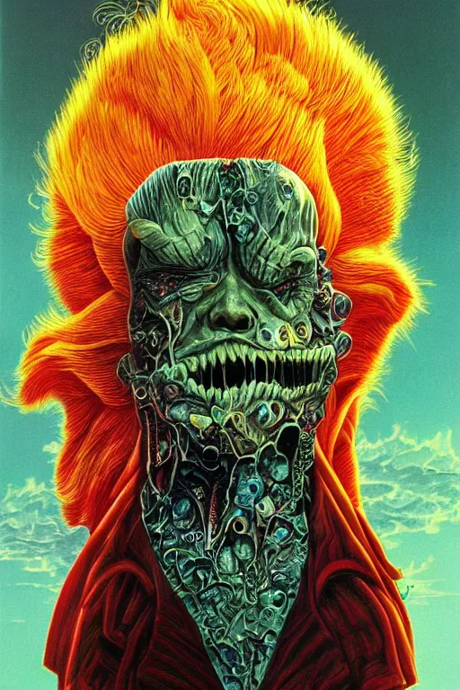 Prompt: donald trump's disgusting true form, horror, high details, intricate details, by vincent di fate, artgerm julie bell beeple, 90s, inking, vintage 60s print