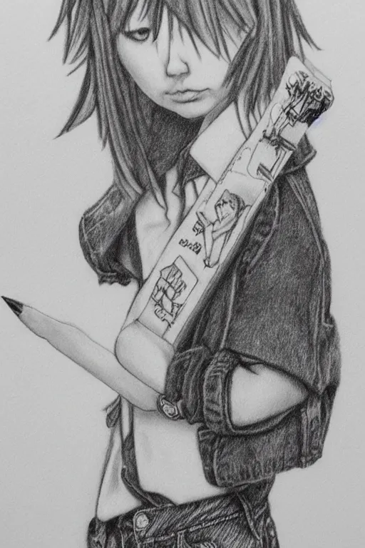 Image similar to amazing lifelike award winning pencil illustration of sad people, shibuya, punk skater