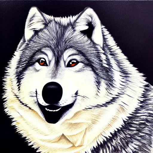 Prompt: very very fat retarded wolf, painting