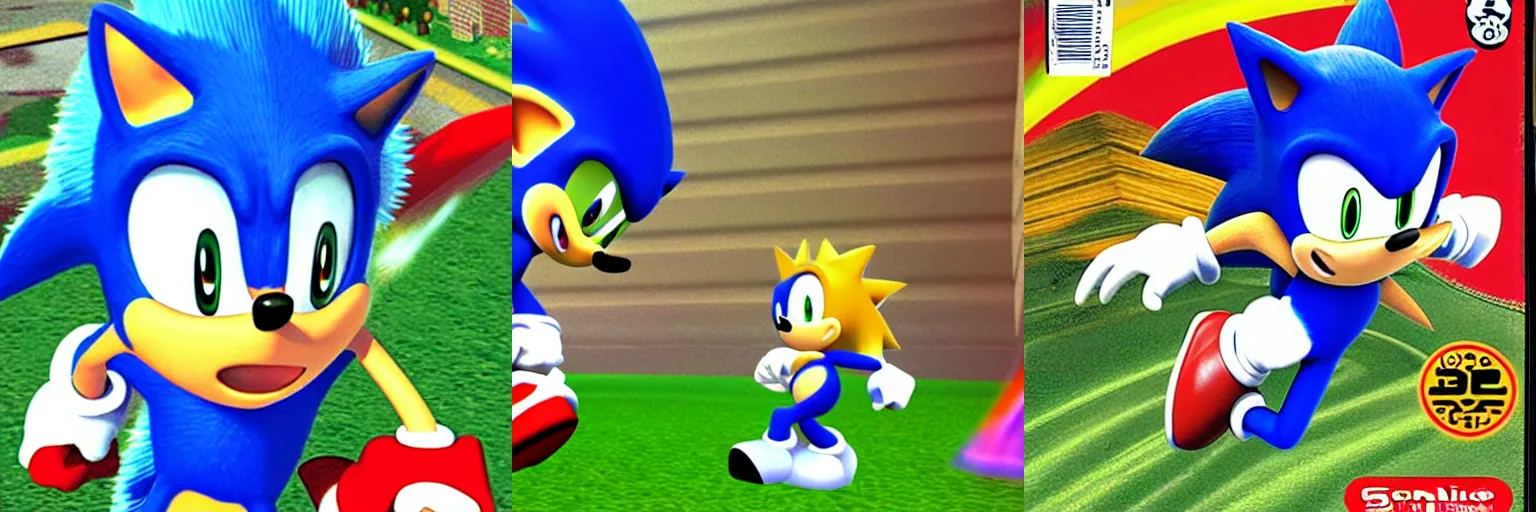 Prompt: magazine scan of leaked beta footage of the 1998 nintendo 64 game super sonic 64, 3d game, sonic the hedgehog