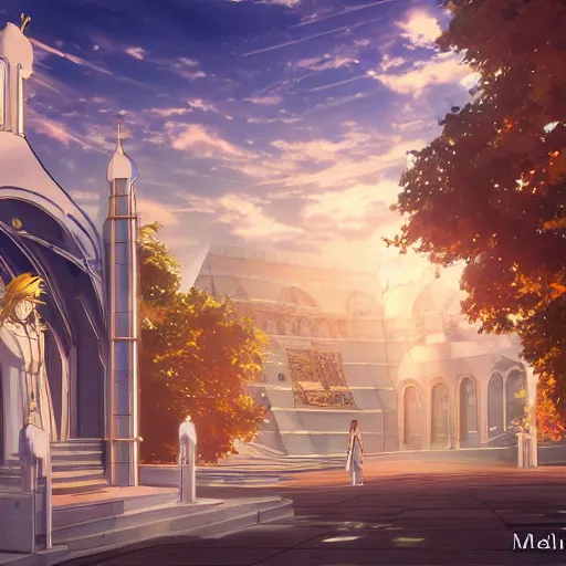 Prompt: The Shrine of Archangel Michael, anime concept art by Makoto Shinkai