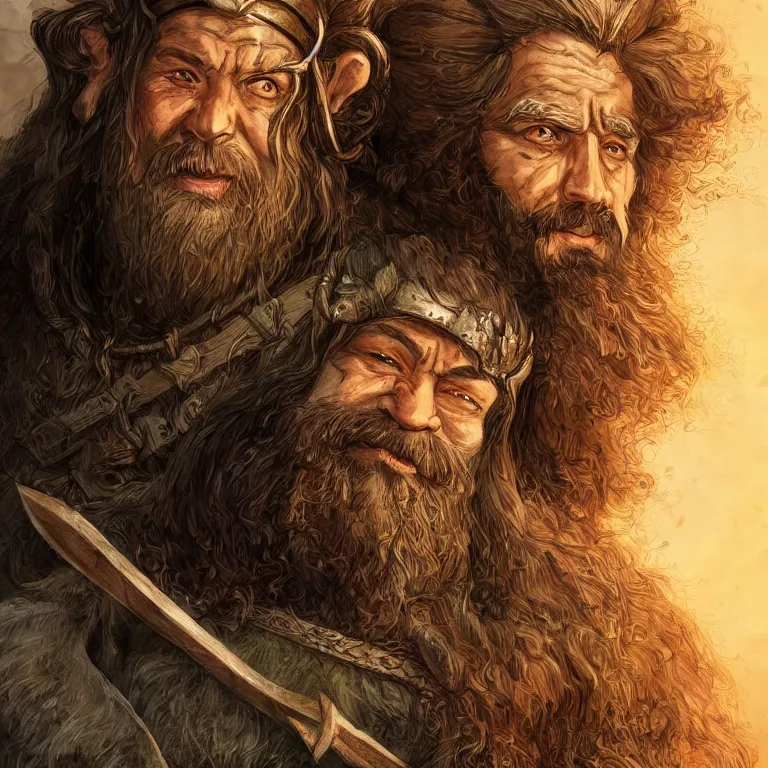 Image similar to handsome dwarf warrior in mountain, lord of the rings style, fantasy, poster, character portrait, portrait, close up, concept art, intricate details, highly detailed, full body, 8 k
