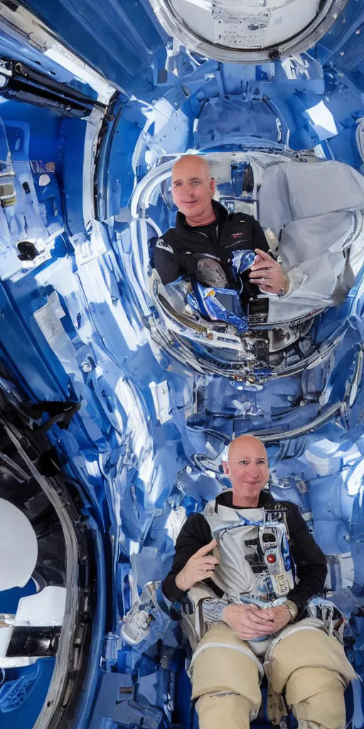 Prompt: jeff bezos sitting inside of a blue origin rocket that's parachute has failed, hyper realistic, sony 5 0 mm lens