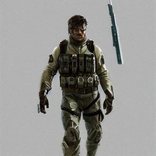 Image similar to oscar isaac as solid snake highly detailed concept art