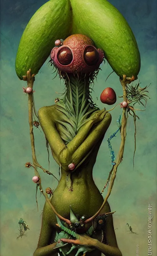 Image similar to imaginative anthro avocado creature painting by chiara bautista, beksinski and norman rockwell and greg rutkowski weta studio, tom bagshaw and lucasfilm