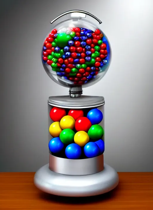 Image similar to hyper realistic award winng 8 k realistic photograph of a futuristic gumball machine