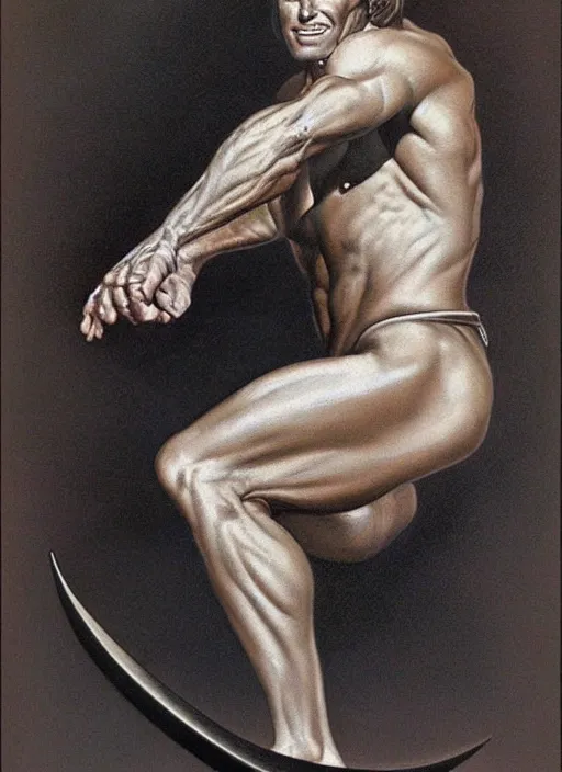 Image similar to portrait of strongmale god of the moon, strong line, deep color, beautiful! coherent! by boris vallejo