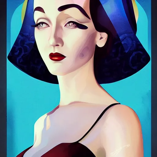 Prompt: an art deco, ( streamline moderne ), multi - racial portrait in the style of anna dittmann and charlie bowater and loish. very large, clear, expressive, and intelligent eyes. centered, ultrasharp focus, dramatic lighting, photorealistic digital matte painting, intricate symmetrical ultra detailed background.