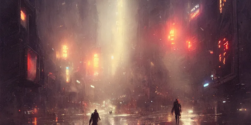 Image similar to guitar, magical area, blade runner, by greg rutkowski