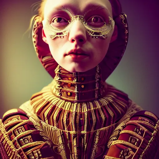 Prompt: Colour aesthetic Caravaggio style full body Photography of Highly detailed beautiful Woman with 1000 year detailed face and wearing detailed Ukrainian folk costume also wearing highly detailed retrofuturistic sci-fi Neural interface designed by Hiromasa Ogura . Many details In style of Josan Gonzalez and Mike Winkelmann and andgreg rutkowski and alphonse muchaand and Caspar David Friedrich and Stephen Hickman and James Gurney and Hiromasa Ogura. Rendered in Blender and Octane Render volumetric natural light