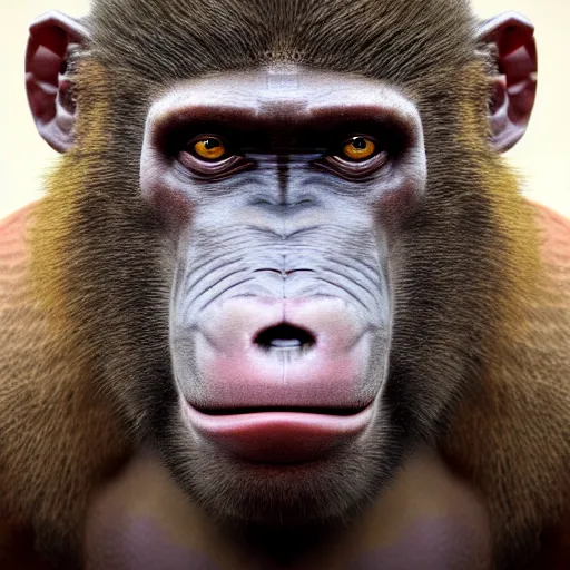 Image similar to hyperrealistic dslr film still of arnold schwarzenegger disguised as baboon, stunning 8 k octane comprehensive 3 d render, inspired by istvan sandorfi & greg rutkowski & unreal engine, perfect symmetry, dim volumetric cinematic lighting, extremely hyper - detailed, incredibly real lifelike attributes & flesh texture, intricate, masterpiece, artstation, stunning