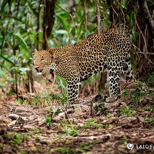 Image similar to A Leopard hunting in the jungle, Canon EOS R3, f/1.4, ISO 200, 1/160s, 8K, RAW, unedited, symmetrical balance, in-frame,