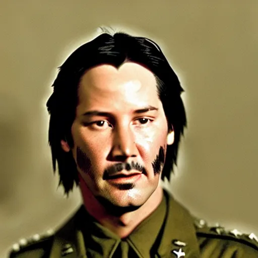 Image similar to keanu reeves as a soldier , historical photo