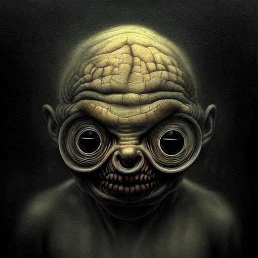 Image similar to when the abyss looks back at you. by anton semenov, hyperrealistic photorealism acrylic on canvas, resembling a high - resolution photograph