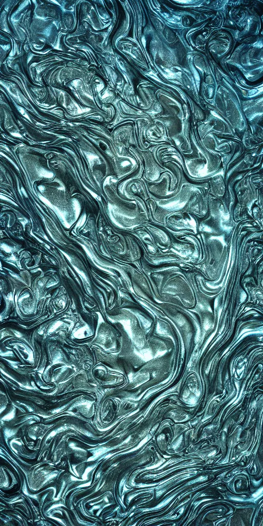 Image similar to a photorealistic render of a 3 d organic water structure, made of liquid metal, c 4 d, made of marble, by ernst haeckel, hyper realistic, plain background, 8 k, volumetric lightning, trending on artstation