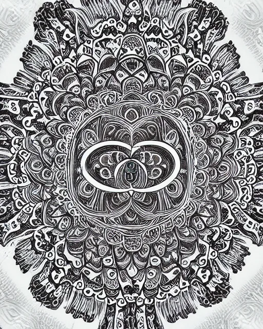 Prompt: fractal mandala very funny joy emoji trip ghost color an ancient white bone and gemstone relic, intricate engraving matt groening art style