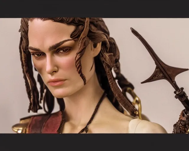 Prompt: close up of highly detailed pvc figure of keira knightley from pirates of the caribbean dslr photo