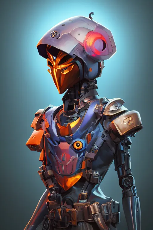 Image similar to epic mask helmet robot ninja portrait stylized as fornite style game design fanart by concept artist gervasio canda, behance hd by jesper ejsing, by rhads, makoto shinkai and lois van baarle, ilya kuvshinov, rossdraws global illumination radiating a glowing aura global illumination ray tracing hdr render in unreal engine 5