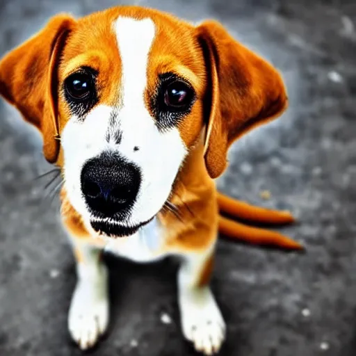 Image similar to a puppy dog with the cutest puppy eyes begging for a treat