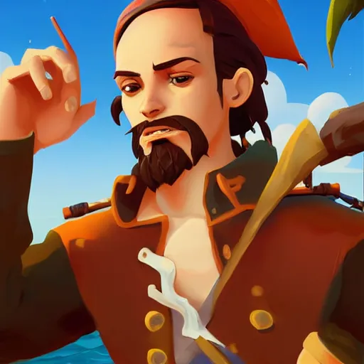 Image similar to painting jack the pirate on sea of thieves game avatar hero mermaid smooth face median photoshop filter cutout vector behance hd by jesper ejsing, by rhads, makoto shinkai and lois van baarle, ilya kuvshinov, rossdraws, illustration, art by ilya kuvshinov and gustav klimt