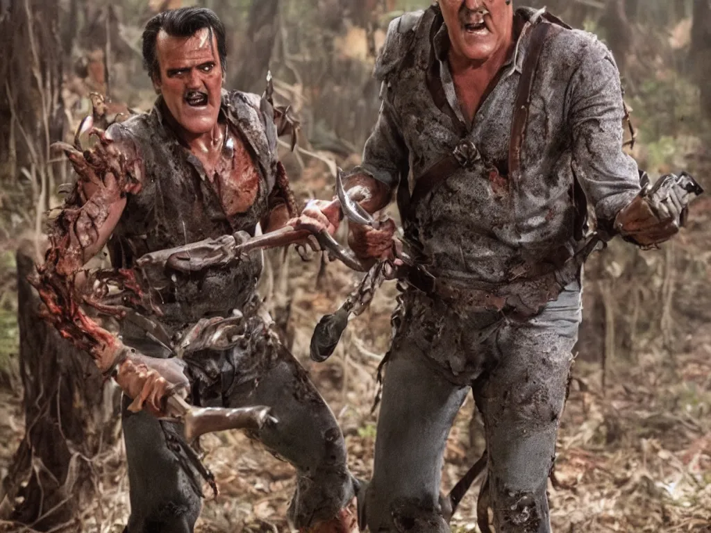 Image similar to Bruce Campbell as Ash in Muppets Evil Dead