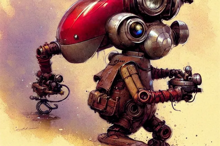 Image similar to adventurer ( ( ( ( ( 1 9 5 0 s retro future robot mouse explorer vehical. muted colors. ) ) ) ) ) by jean baptiste monge!!!!!!!!!!!!!!!!!!!!!!!!! chrome red