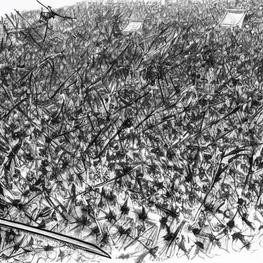 Prompt: one hero with sword looking at army of swordsmen in the background, in the middle of an arena, crowd of people, pencil art, added detail, high definiton, colored, aerial view, byyoji shinkawa