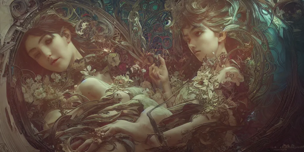 Prompt: dreamscape, artificial nightmares, art by artgerm and greg rutkowski and alphonse mucha and loish and wlop, highly detailed sculpture, intricate detailed, ommatidia, 8 k, cinematic atmosphere, post - processing