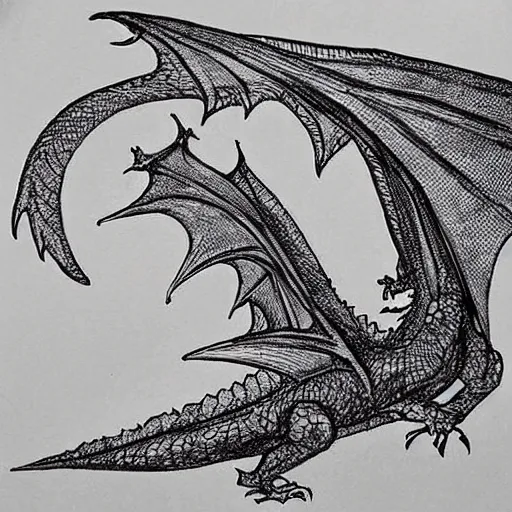 Prompt: “fire breathing dragon, Architectural Drawing”