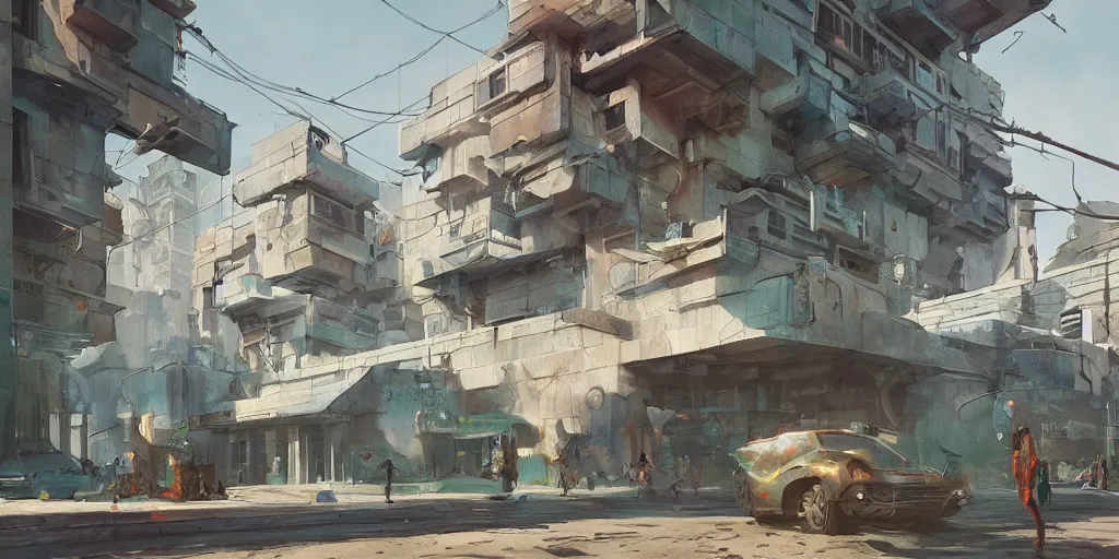 Prompt: stylized, exterior, architecture, in watercolor gouache detailed paintings, arcane, insanely detail, artstation, futuristic, big medium small, simon stalenhag, props, furniture and decor, octane render, cinematic, screenshot, james gurney, ruan jia, comic style, concept art