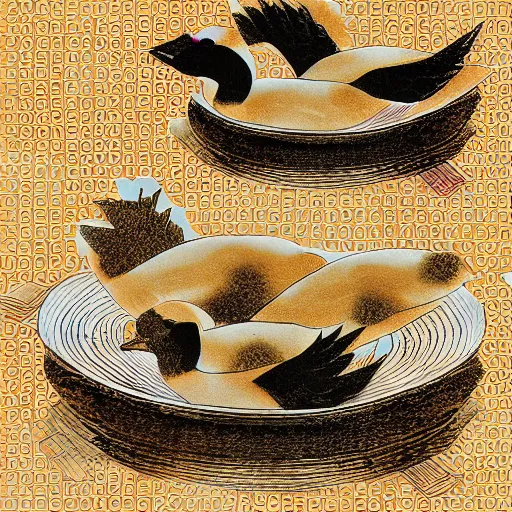 Image similar to peking duck, digital art, style of traditional chinese painting