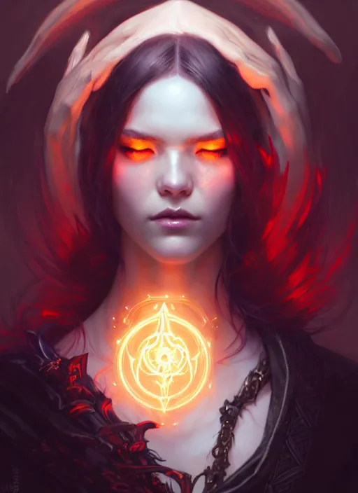 Image similar to Necromancer Sorceress, fantasy magic, undercut hairstyle, dark light night, intricate, elegant, sharp focus, illustration, highly detailed, digital painting, concept art, matte, art by WLOP and Artgerm and Greg Rutkowski and Alphonse Mucha, masterpiece