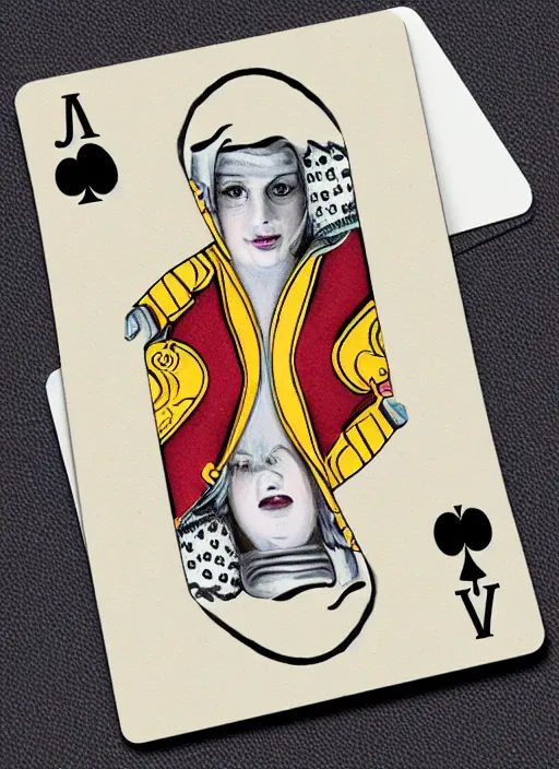 Image similar to playing card called the pregnant queen, 2D, in the style of bicycle cards,