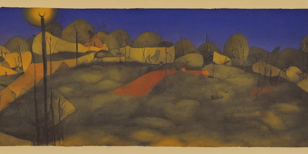 Image similar to a night landscape background, bhupen khakhar