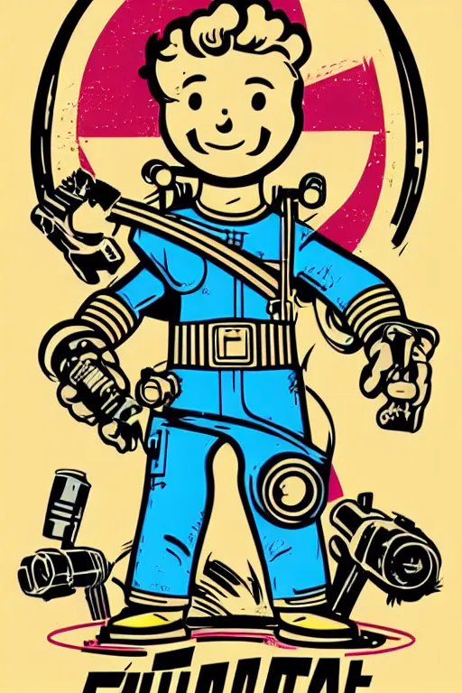 Image similar to fallout 7 6 retro futurist illustration art by butcher billy, sticker, colorful, illustration, highly detailed, simple, smooth and clean vector curves, no jagged lines, vector art, smooth andy warhol style