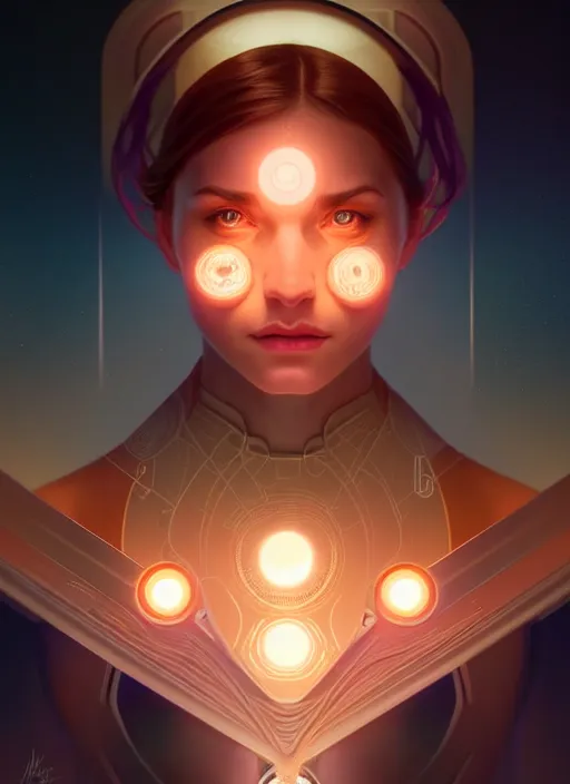 Image similar to symmetry!! portrait of female, chemisty, sci - fi, glowing lights!! intricate, elegant, highly detailed, digital painting, artstation, concept art, smooth, sharp focus, illustration, art by artgerm and greg rutkowski and alphonse mucha, 8 k