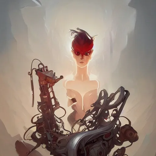 Image similar to by peter mohrbacher, beautiful composition, rule of thirds, full body, normal legs, group of people standing in cargo hold, entire bodies, with extremely large and intricate haircut with angry red eyes and slim features, eye cyberpunk bionics, elegant intricate baroque jewellery, highly detailed, digital painting, artstation, concept art, smooth, sharp focus, illustration,