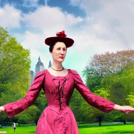 Prompt: Realistic ilustration of Elizabeth Batory, in central park, 4k