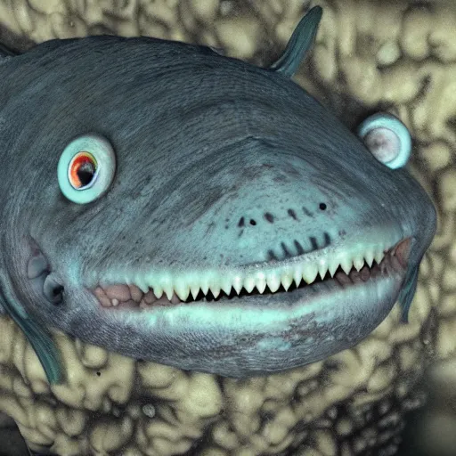 Image similar to undiscovered nightmare fish from the mariana trench, photorealistic, creepy, detailed