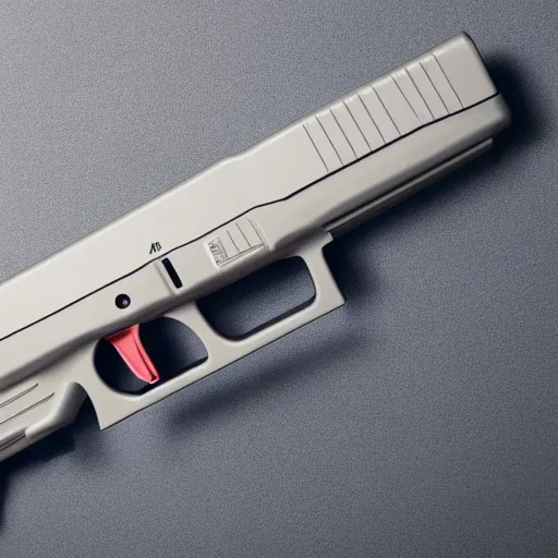 Image similar to A medium shot Octane render of a Glock 18 against a white background, 4k, ultra HD