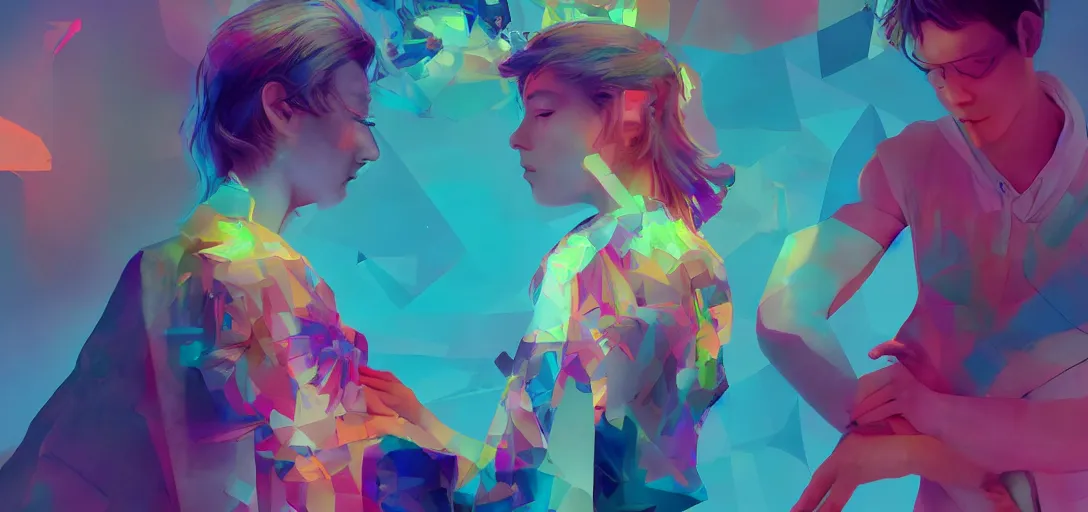 Image similar to xray photoshoot of couple hand holding, colourful vfx art, art by hsiao - ron cheng & james jean - presented as magazine collage style, volumetric light, colourful, sharp, detailed, digital painting, illustration, illustration, magazine collage, highly detailed, intricate detail, unreal engine, octae render